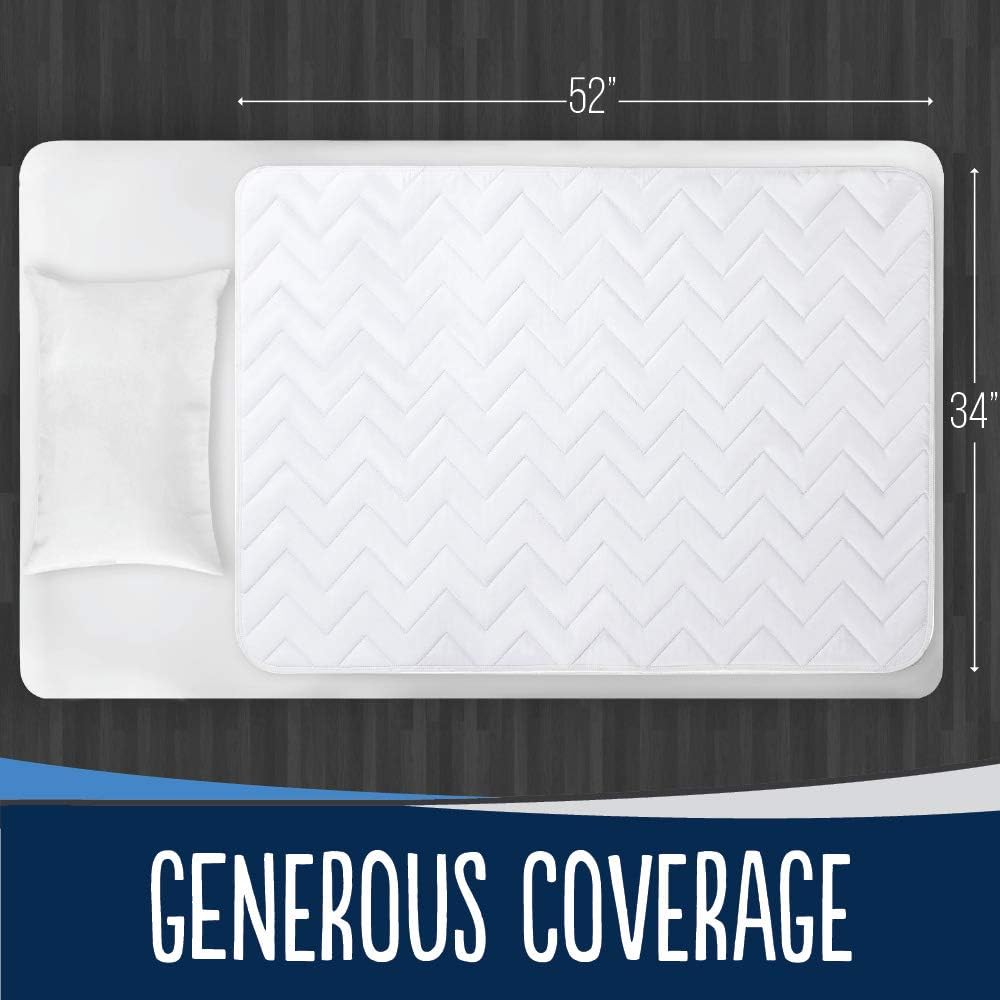 MIGHTY MONKEY Slip-Resistant Incontinence Pad for Bed Wetting, 52x34, Oeko Tex Certified, Reusable Waterproof Cover, Washable Soft Cotton Blend Protector Pads for Bed, Kids, Elderly, Pet Housebreaking : Baby
