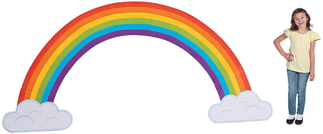 Fun Express Jumbo Rainbow Cardboard Cutout (Over 10 feet Long) Great for Unicorn Party, St. Patrick's Day Decoration