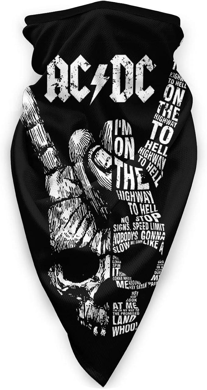 Acdc Face Cover Fashion Windproof Sports Mask Multifunction Bandana Headwear Tube Mask Outdoor Balaclava Black At Amazon Men S Clothing Store