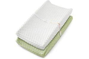 Homiest 2 Pack Changing Pad Cover, White + Sage Green Changing Table Sheets, Ultra Soft Fleece Minky Dot Fabric, Breathable Comfortable Diaper Pad Cover for Girls and Boys, Machine Washable