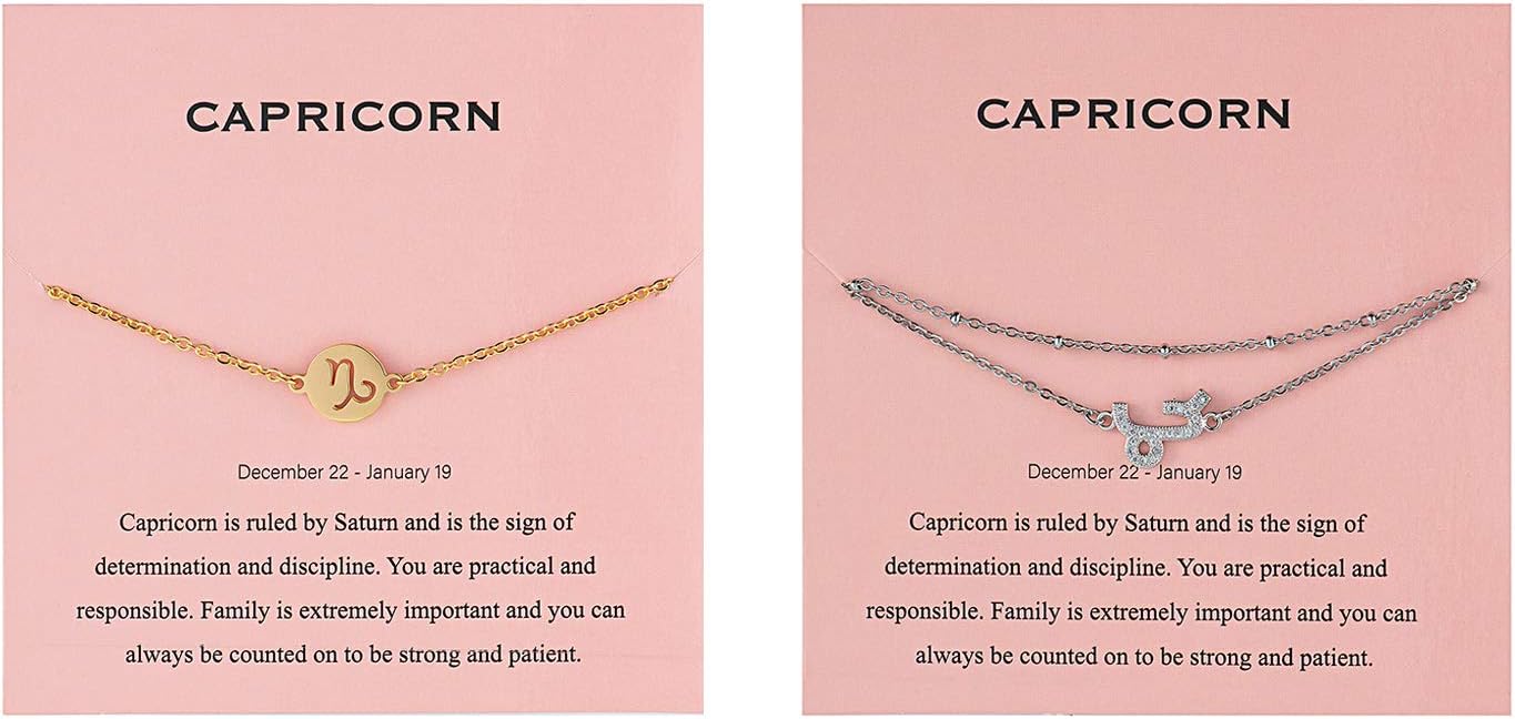 Augonfever Constellation Zodiac Sign Charm Bracelet and Anklet Set Birthday Gift for Women Girls