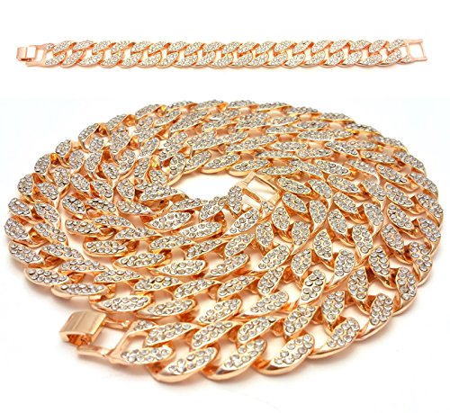 Shiny Jewelers USA Mens Iced Out Hip Hop Rose Gold CZ Miami Cuban Link Chain 8