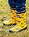 OAKI Kids Rubber Rain Boots with Easy-On Handles, Construction Vehicles, 10T US Toddler