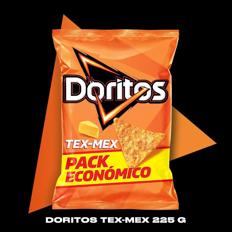 Tex Mex, Nachos con sabor a queso, Producto de Aperitivo, bolsa familiar, 225 gr