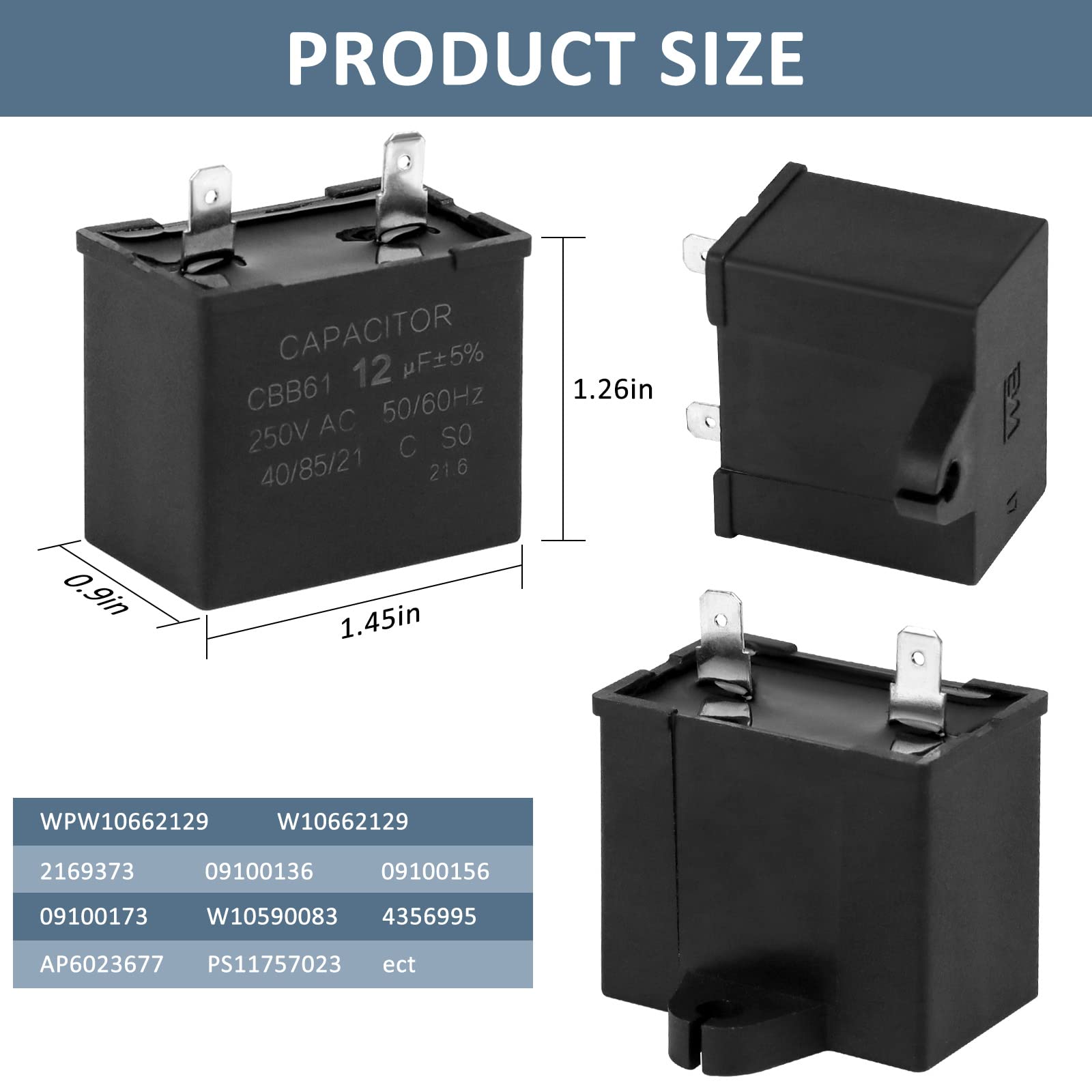 2319792 W10189190 W10197428 TSD2 Refrigerator Compressor Start Relay Device & W10662129 Run Capacitor by Fetechmate Compatible with Whirl-Pool Ken-More Refrigerator