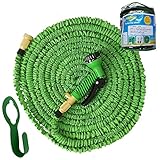 75' PINOCCHI HOSE: The Expandable Garden Hose. Flexible Pocket Hose. Top Quality Brass Fittings with Reinforced Connection = NO LEAKS!