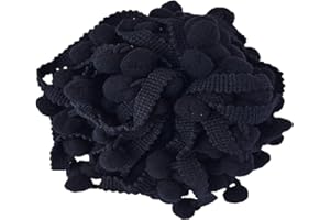 yoyo Pom Pom Trim 20 Yards 12 mm Black Pom Pom Ball Fringe Trim for Sewing Accessory Decoration DIY Crafts (Black)