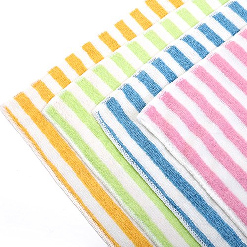 Microfiber Cleaning Cloth – HijiNa, Pack of 50, Size 12”x12”, for cleaning tasks in the Kitchen, Bathroom, Dining Room and More (Bar - 4 Color Pack of 50)