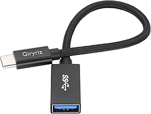Giryriz USB-C Male to USB3.1 Gen2 Female Adapter Cable, Type-C OTG Cable, Speed Up to 10Gbps (Black)