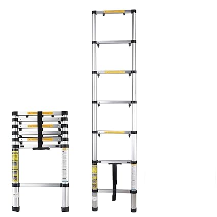 Okayji Aluminium Folding Step Ladder Portable and Compact 7-Steps Telescopic Foldable for Household and Outdoor Purpose, 1- Pieces