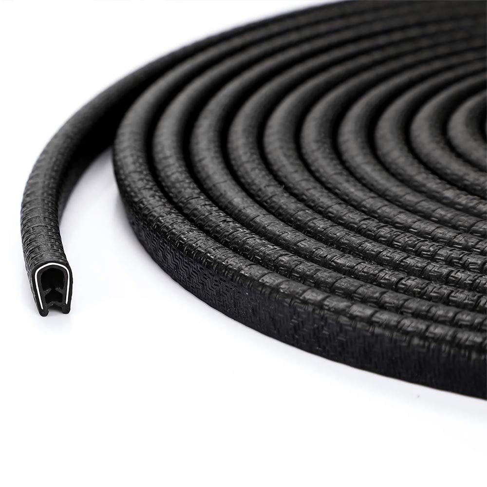 QBUC Car Door Edge Guards, 16.4 Ft(5M) Rubber Clip Seal U Shape Edge Trim Guard Protection for SUV, Sedan, MPV and Most Models (Black)