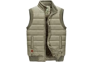 VtuAOL Men's Outerwear Vest for Men Winter Puffer Vests Fleece Lined Outdoor Warm Sleeveless Jackets