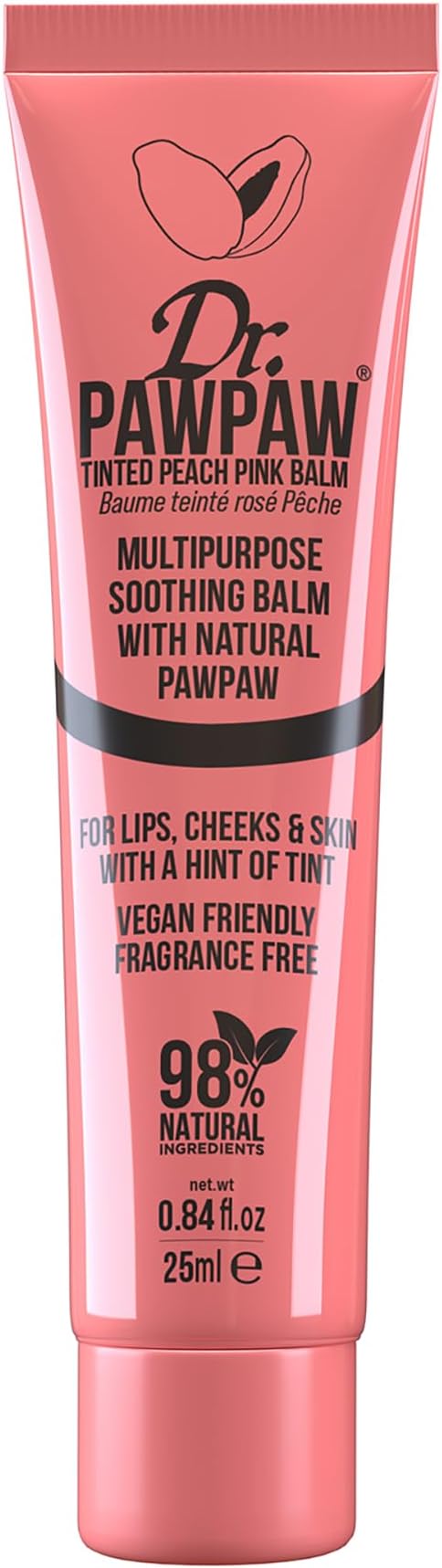 Dr. PAWPAW Tinted Peach Pink Balm 25ml Multi Purpose Lip Cheek Skin