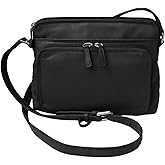 CTM Women's Leather Shoulder Bag Purse with Side Organizer