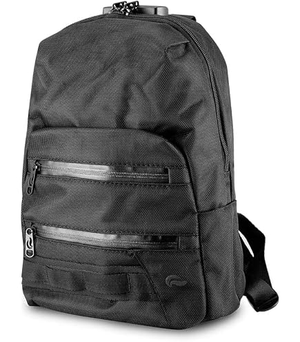 DIME BAGS Mini Backpack, Compact Lightweight Everyday Travel Bag with 7 Pockets, Durable Hempster Material, Adjustable Straps & Top Handle, Water Bottle Holders & Interchangeable Patch (Sky)