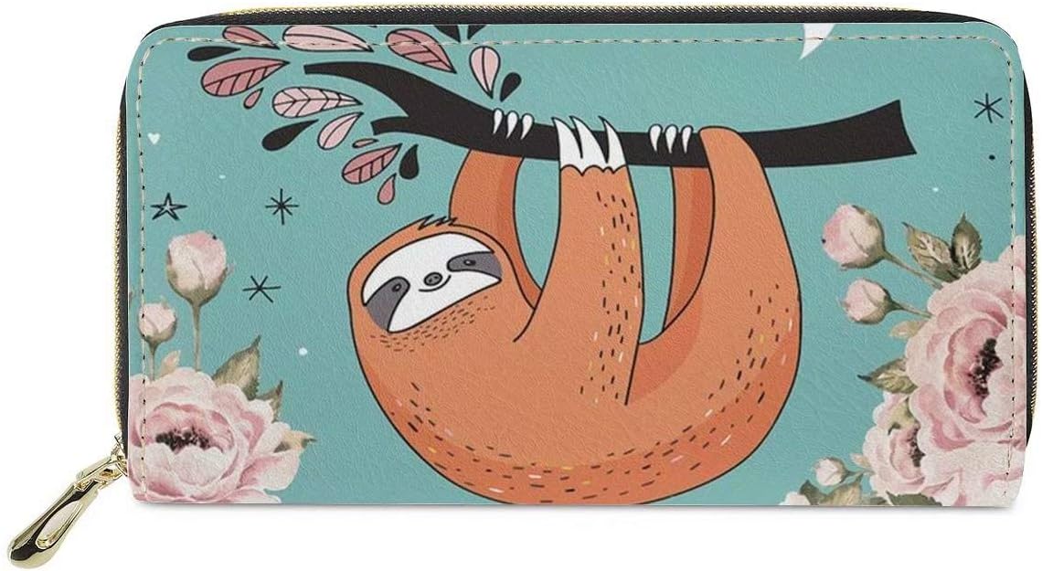 chaqlin Women Wallet Funny Sloth Print Casual Leather Purse for Cell Phone Girl Ladies Credit Cards Coins Organizer Purse Handbags