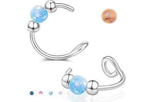 GREETING CARD EARRINGS Fake Nose Ring Hoops Opal Fake Septum Nose Piercing Jewelry 20G Clip On Surgical Steel Faux Nose Rings for Women Men Non Pierce Lip Ear Cartilage Helix Rings No Piercing Body Jewelry