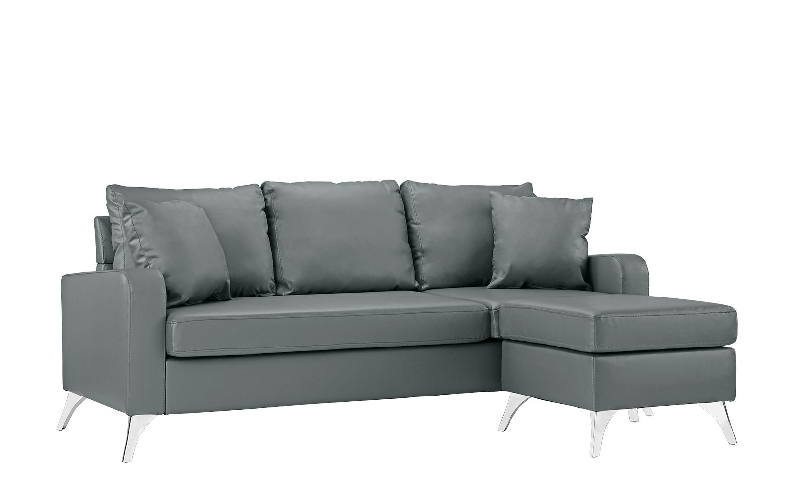 Divano Roma Furniture Bonded Sectional, Light Grey LAVORIST