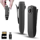 Mini Body Camera with Video &amp; Audio Recording 1080P HD Bodycam - Cameras with Night Vision 64GB 5HR Battery Life - Personal Wearable Camcorder - Daily Records, Cycling, Delivery, Serving Jobs