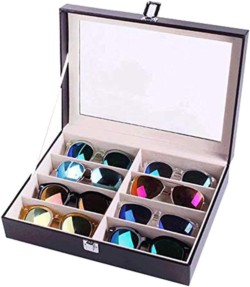 AG Caja de almacenamiento de joyas de madera Gafas de cuero ...