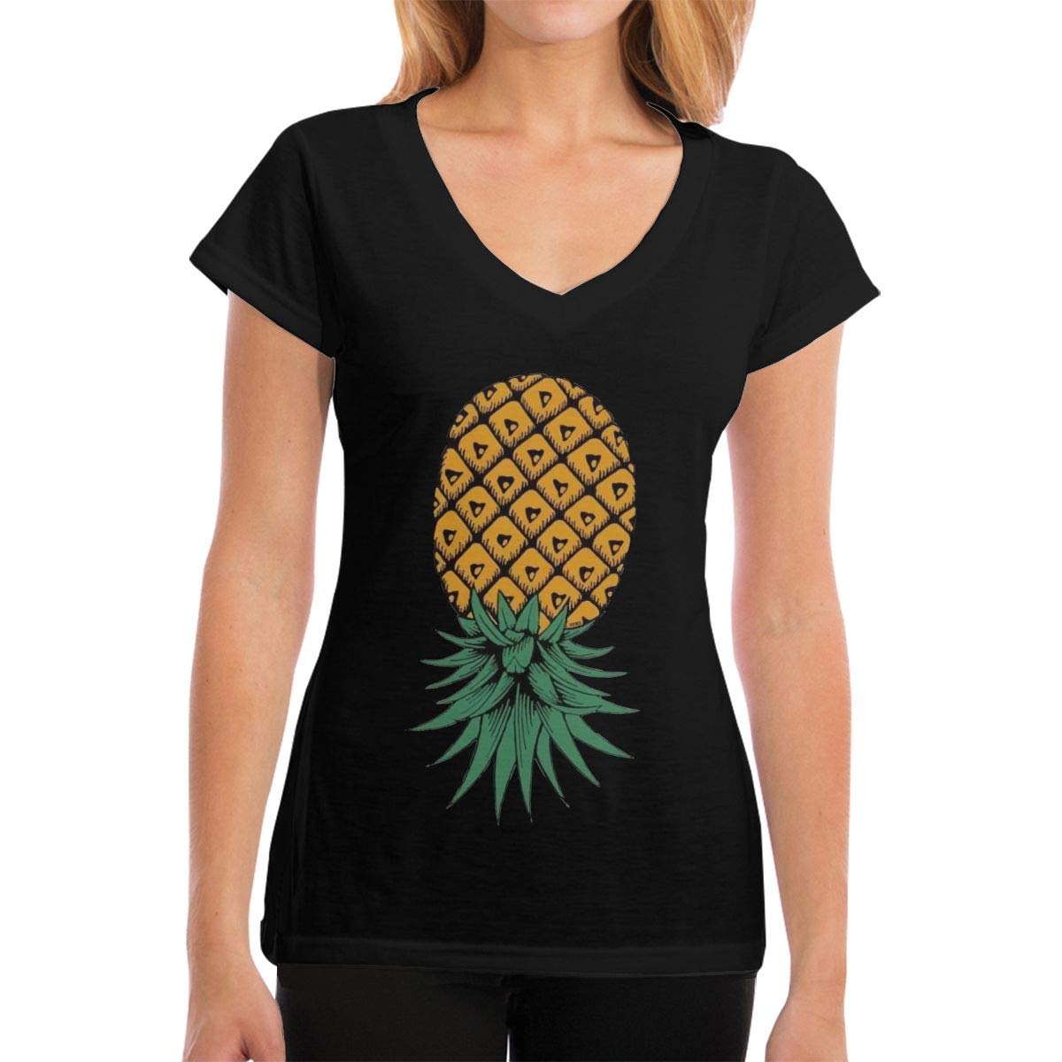 Ury78o T Shirt Casual Upside Down Pineapple Short Sleeved Shirt For