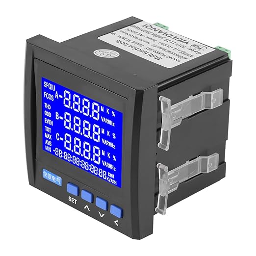 Akozon Multifunktions Digital LCD-Instrumententafel Meter,3 Phasen Strom Spannungs Frequenz Energie Energie Meter V A Hz kWh 