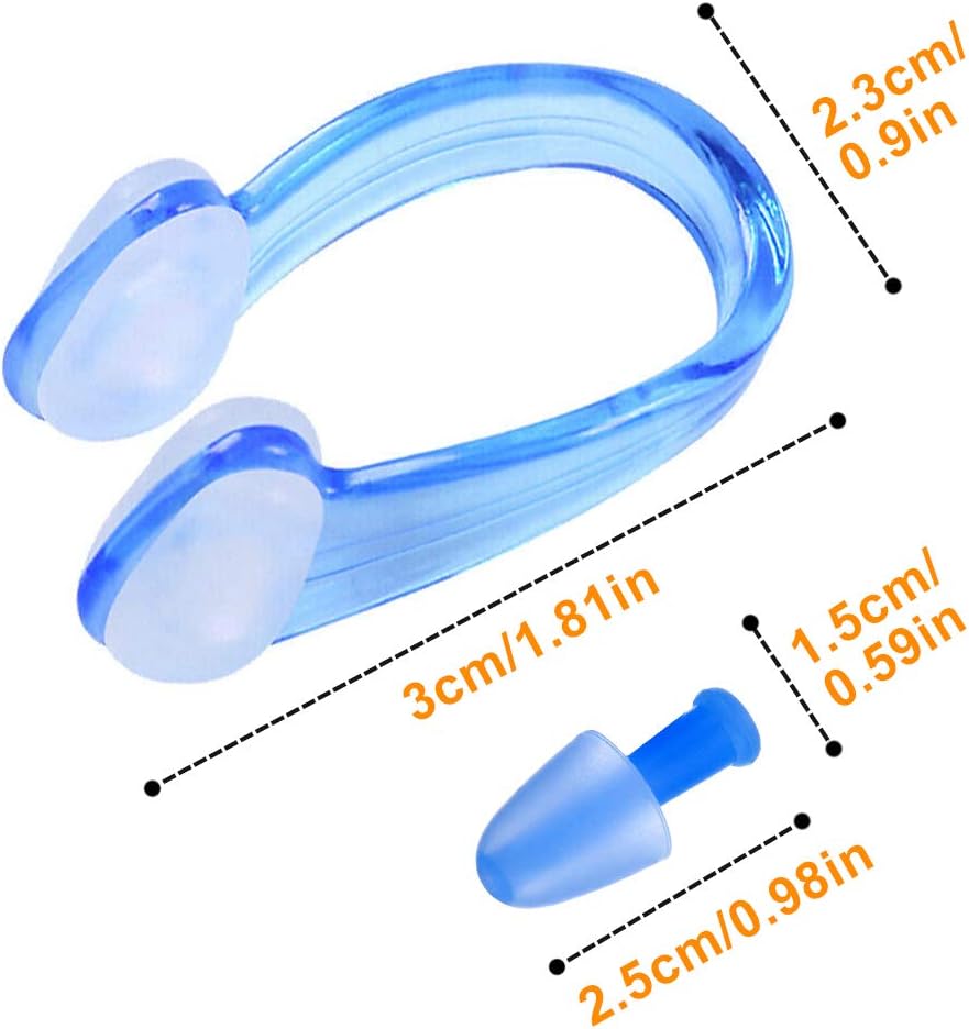 BHGWR 4 Pack Nose Clips and Earplugs Set for Swimming, Soft Silicone