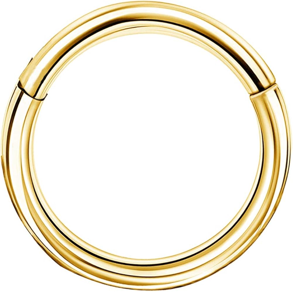 OUFER 16G 14K Solid Gold Hinged Clicker Segment Ring Lip Nose Hoop Helix Daith Tragus Septum Cartilage Earring 8MM