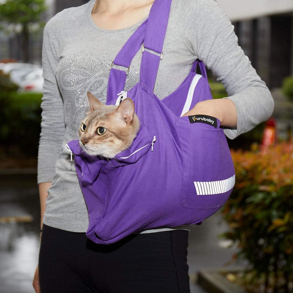 Furubaby Cat Sack Grooming Bag Soft Sided Cat Carrier Shoulder Portable Bag Pouch for Large Small Cats, Kitten, Small Dogs, Puppies, Take Cat to Vet, Airline Approved, Travel in Car