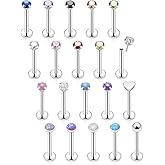 Xnsjeyy 20G 18G 16G Threadless Flat Back Earrings Nose Stud 316L Surgical Steel Medusa Labret Monroe Lip Ring Tragus Forward Helix Conch Cartilage Lobe Earrings Stud Piercing Jewelry For Women Men