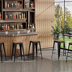 SHINEBOOM Barstools Set of 4 Black Metal Bar Stools