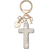 Manlosen Cute Fashion Cross Keychain Initial Letter Keys Charm Gifts for Women with Key Ring Purse Charms for Handbags