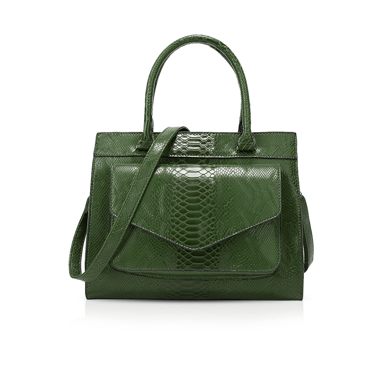 NICOLE & DORIS Women Handbags Fashion Top Handles Bags Crocodile Handbag Ladies Shoulder Bags Medium PU Leather Green