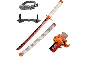 lkjad Cosplay Swords Rengoku Kyoujurou Samurai Katana Plastic Toy for Costume Play Halloween Cosplay Gift 30 in