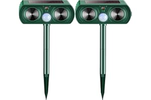 HACARUIZV 2 Pack 2025 Solar Animal Repeller with Motion Detection, Ultrasonic Deer Repellent Device for Garden Yard, Waterproof Animal Repellent Deterrent to Repel Cat, Squirrel, Rabbit, Dog, Raccoon, Skunk