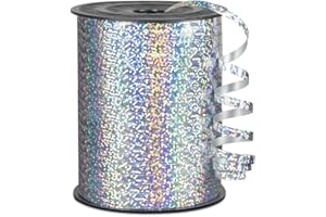 KMER LIFE Premium Silver Shiny Curling Shiny Ribbon, 1/5" Wide x 500 Yards Christmas Curling Ribbons for Gift Wrapping, Party Decoration, Balloon String, Ribbons for Florist Flower (1 Roll)