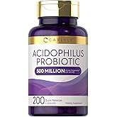 Carlyle Acidophilus Probiotic Capsules for Women and Men | 500 Million CFU | 200 Pills | Lactobacillus Supplement | Non-GMO a