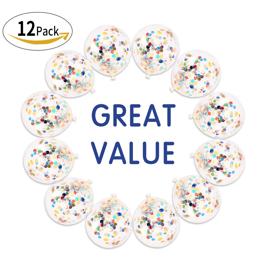 ChristmasEXP 12 Pieces of Confetti Balloons, 12 inch Party Balloons with Confetti dot Ornaments Wedding Decorations