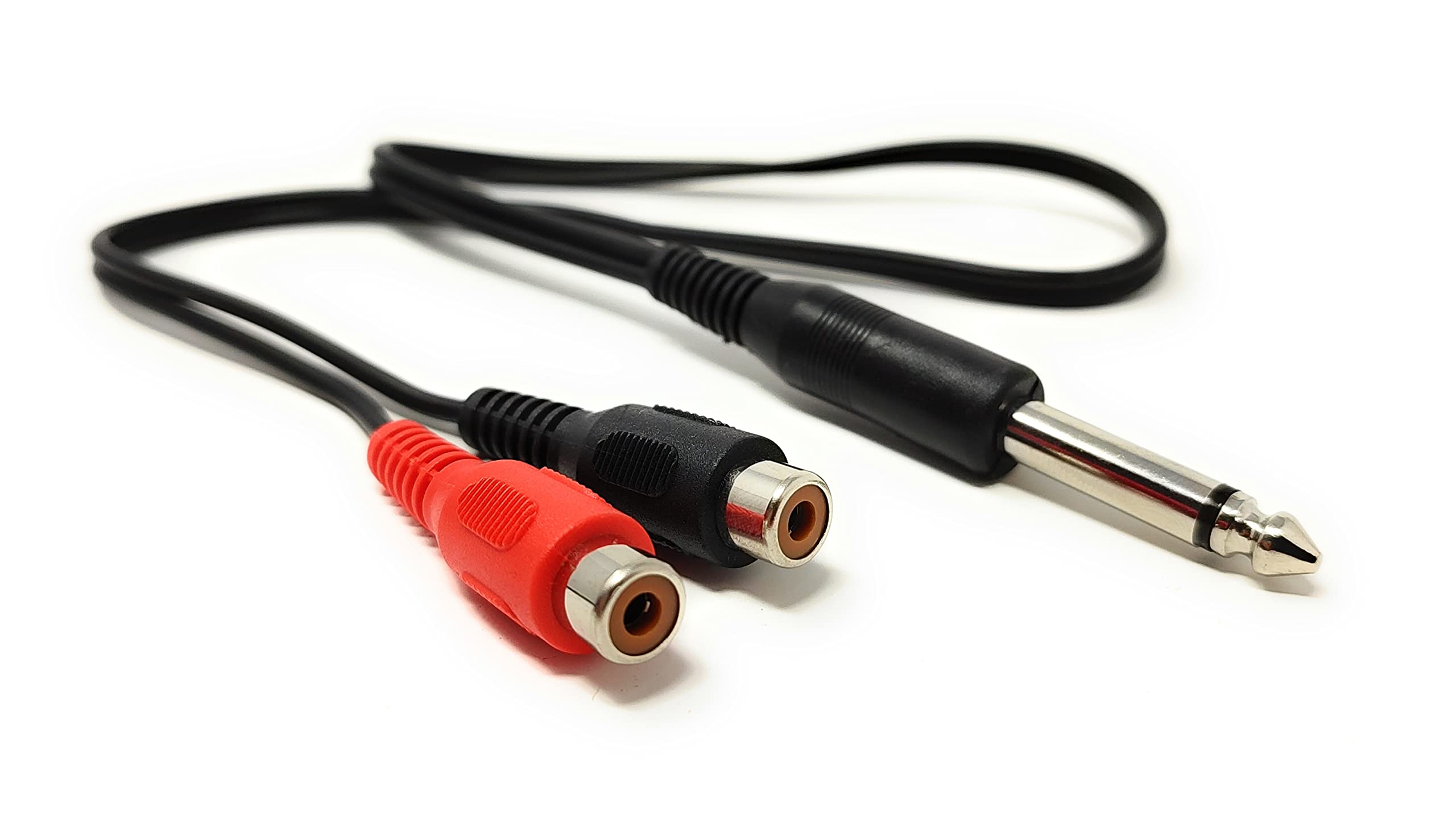 Maincore 50cm 6.35mm MONO Jack Plug to RCA Phono Female Sockets Adapter Cable Splitter Lead Wire