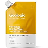 Geologie Smoothing Hair Co-Wash | 4-in-1 Hair Cleanser, Conditioner, Mask & Serum | Avocado Oil, Coconut Oil, Squalane & Vitamin B5 Formula For Men & Women | Eco-Friendly Pouch 84% Less Plastic