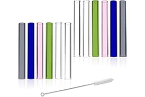 12 Pcs Gtysmox 4 Inches 5 Colors Borosilicate Glass Tubes, 12mm Diameter 2mm Thickness Glass Tubing with 1 Cleaning Brush(Transparent Pink Green Blue Gray)
