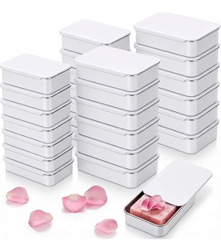 RVLZKCPG 10 Pièces Boite Metallique,Rectangulaires Vides En Métal, Petite Boite Metal, Mini Boite Metal Rangement Avec 12 Autocollants Pour Le Stockage à Domicile (Argent