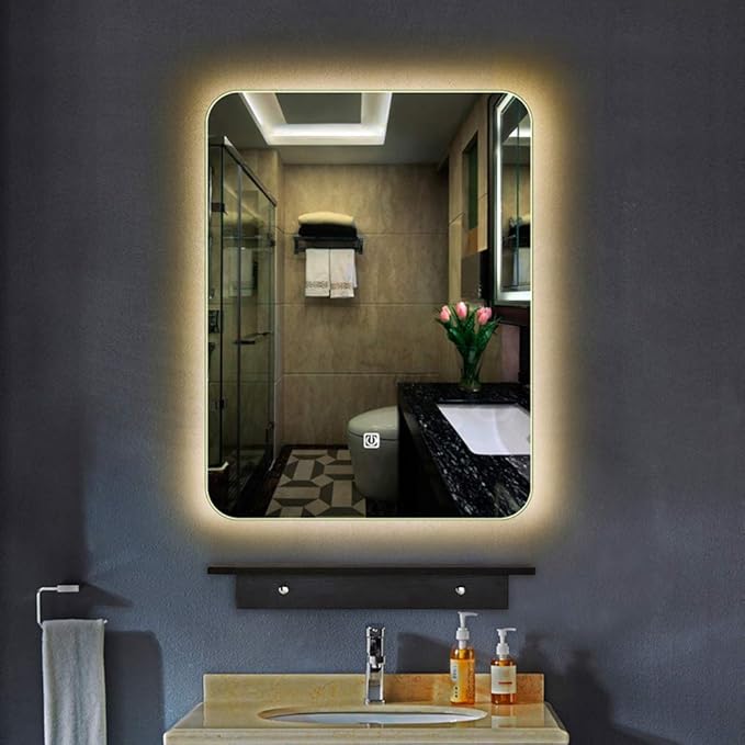 Frameless Backlit Bathroom Mirror, WallMounted Smart LED Lighting