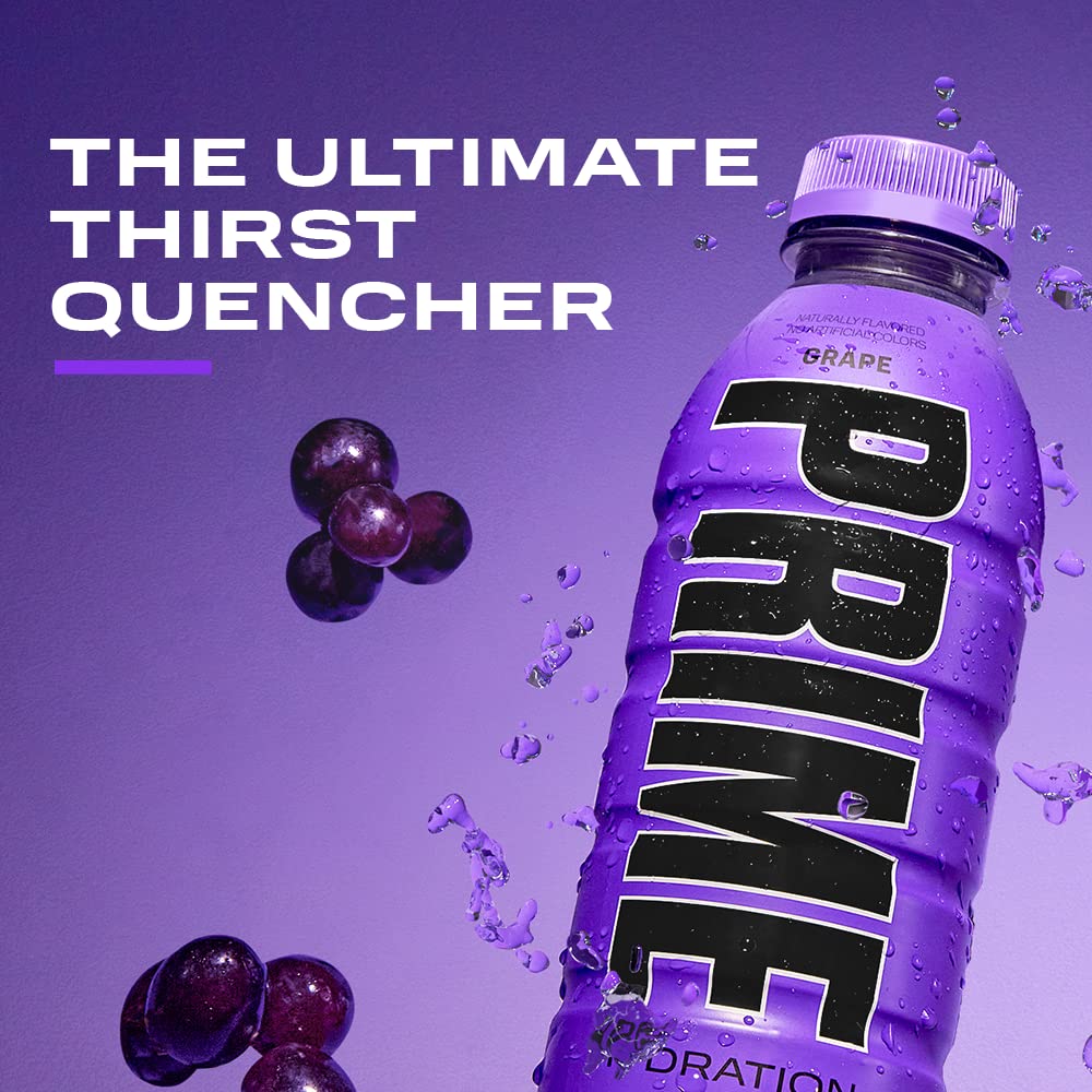 PRIME Hydration GRAPE Sports Drinks Electrolyte Enhanced For