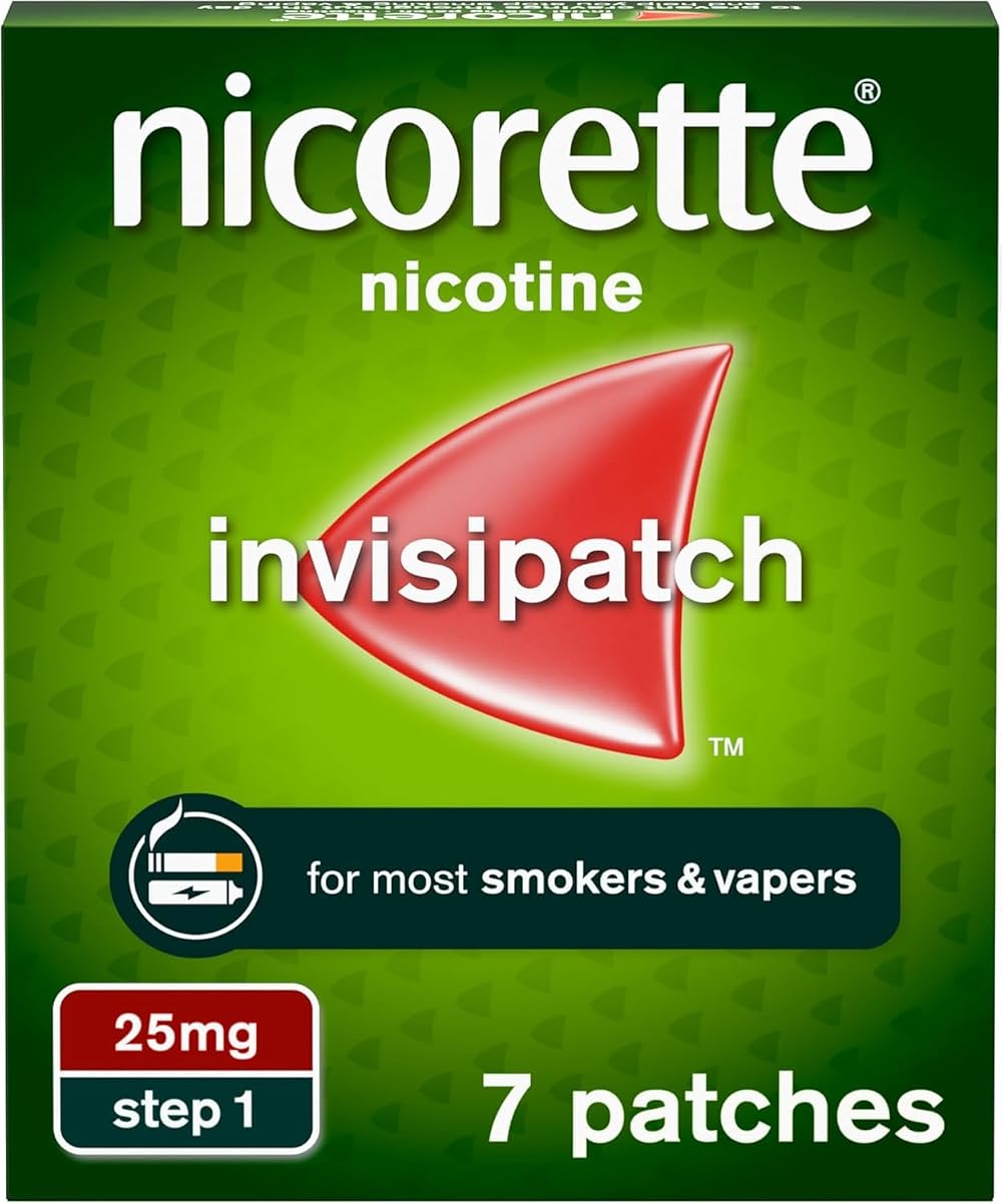 Nicorette InvisiPatch Step 1 25mg 7 Patch 7 Count Discreet Stop Smoking Aid