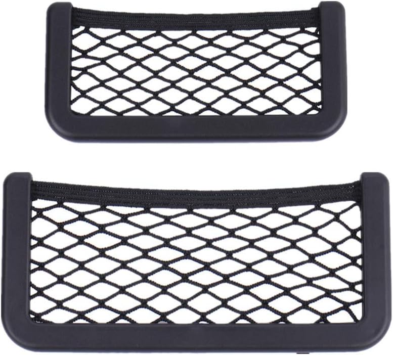 Happyit 2 Pcs Car Seat Side Back Storage Net Bag String Bag Mesh Pocket Organizer Stick-on for Wallet Phone Net Bag