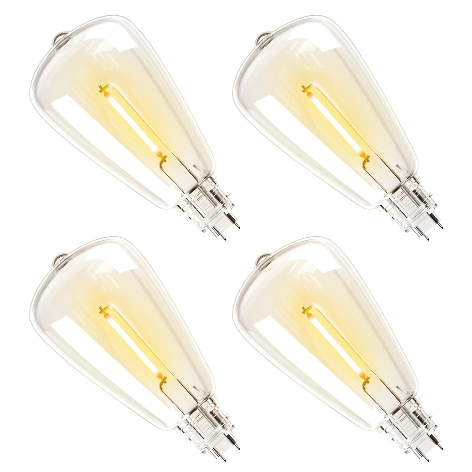 Photo 1 of addlon 4 Pack ST38 Solar Replacement Bulbs, E17 3V Shatterproof Plastic LED Bulbs Only for Solar Outdoor String Lights, Dimmable, 2700K, Warm White