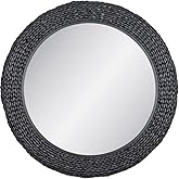 Athena 457MI40MBB 40-in Round Wall Mirror - Matte Black/Black Seagrass