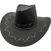 Adult's Rodeo Black Leather Look Cowboy Hat Costume Accessory