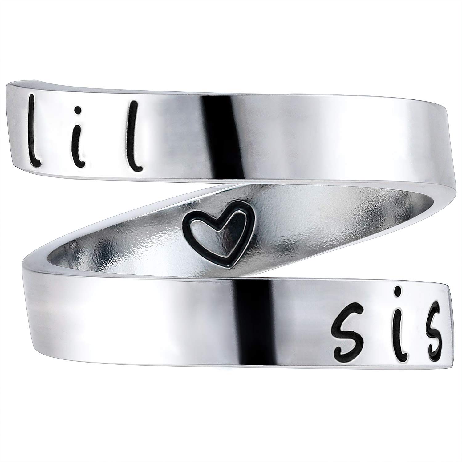 YooAi Inspirational Rings Personalized Spiral Wrap Twist Ring Stainless Steel Jewelry for Women Birthday Gift lil Sis
